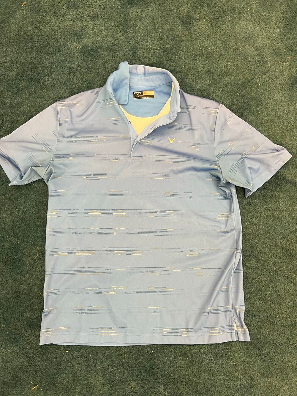 Callaway opti-dri light blue patterned short sleeve polo shirt with embroidered